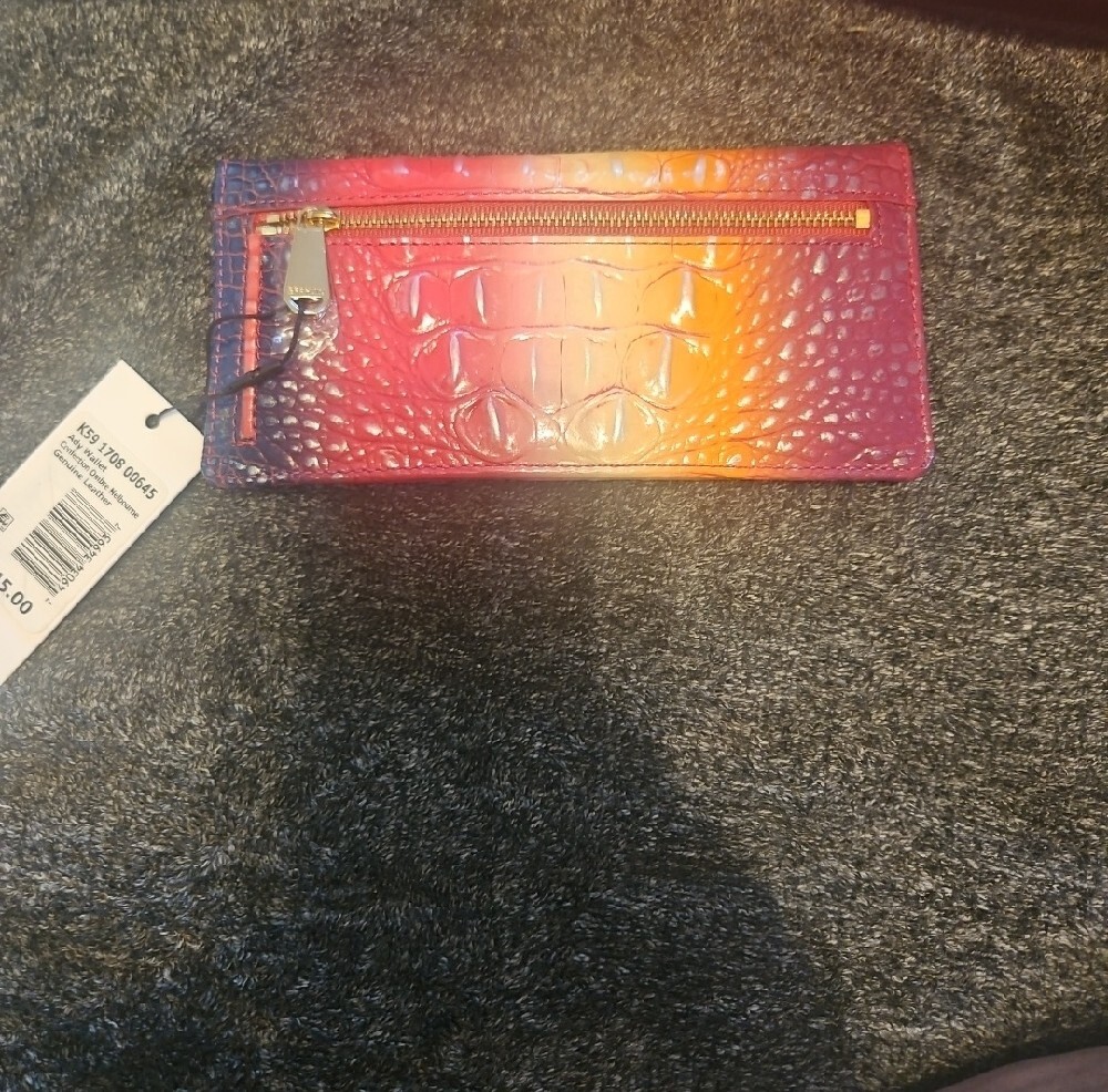 Brahmin Ady Wallet Confection Ombre Melbourne in Pink, Orange & Blue - Picture 2 of 6